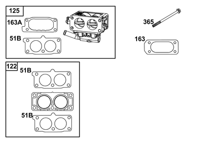 Carburetor Group Diagram and Parts List for 613377-0001-E1  Briggs and Stratton Engine